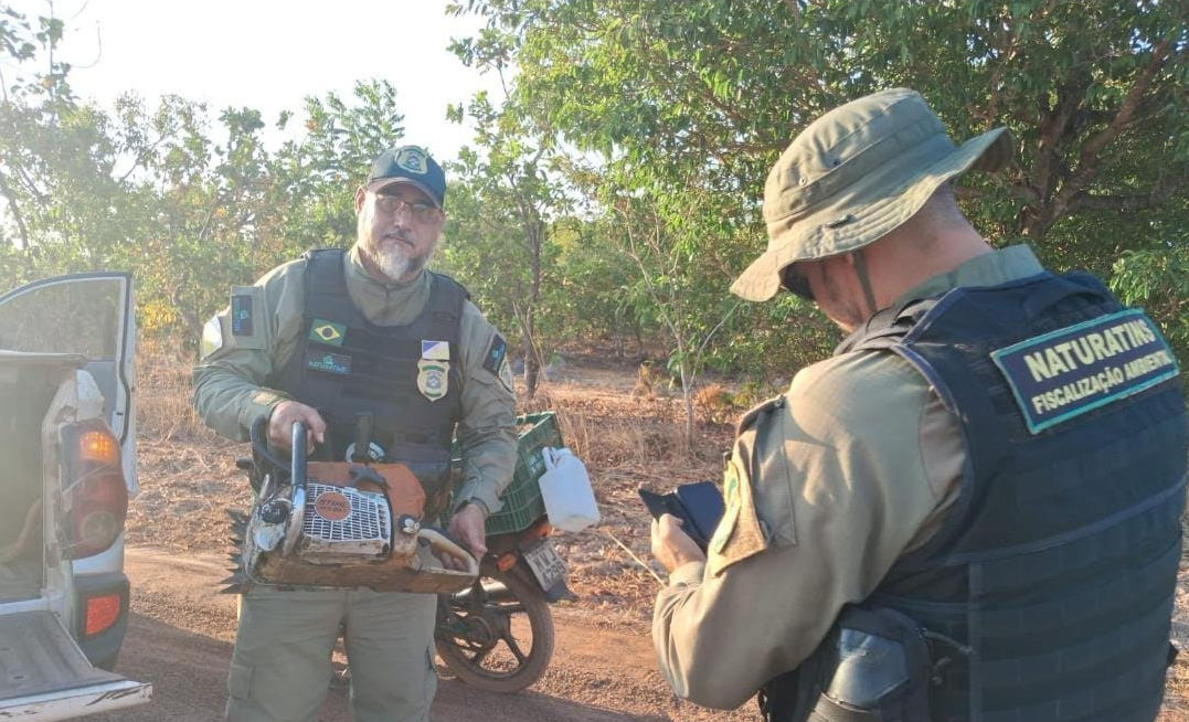 Fiscalização Naturatins, agentes encontraram motoserra e espingarda