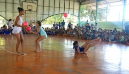 Apresentação de ginástica rítmica foi realizada durante solenidade de lançamento de projeto - Foto Pedro Barbosa